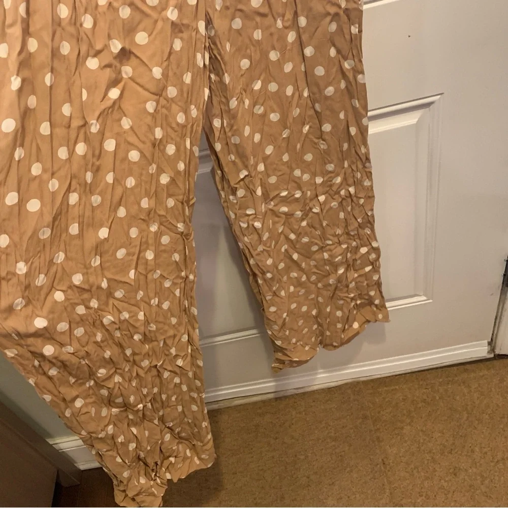 Tularosa Latte Tan White Polka Dot Maxi Marley Pant Viscose Trousers M $148.00 - Picture 14 of 14